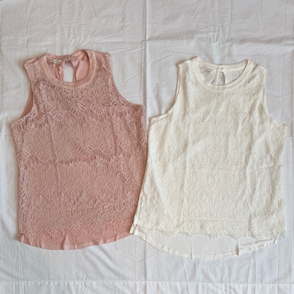 Maurices Tops - NWOT - MAURICES Size Large Set of 2 Lace Sleeveless Tops in Rose and Off-White
